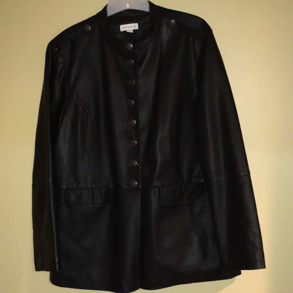 Black imitation leather coat size large